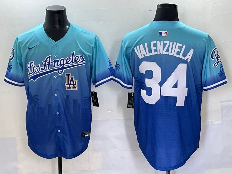 Men 2025 Los Angeles Dodgers #34 Valenzuela Blue Nike MLB Jersey Daoqite style 8->los angeles dodgers->MLB Jersey